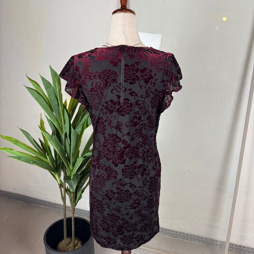 Adrienne Vittadini Burgundy Velvet‎ Mini Dress Size XS - Picture 6 of 7